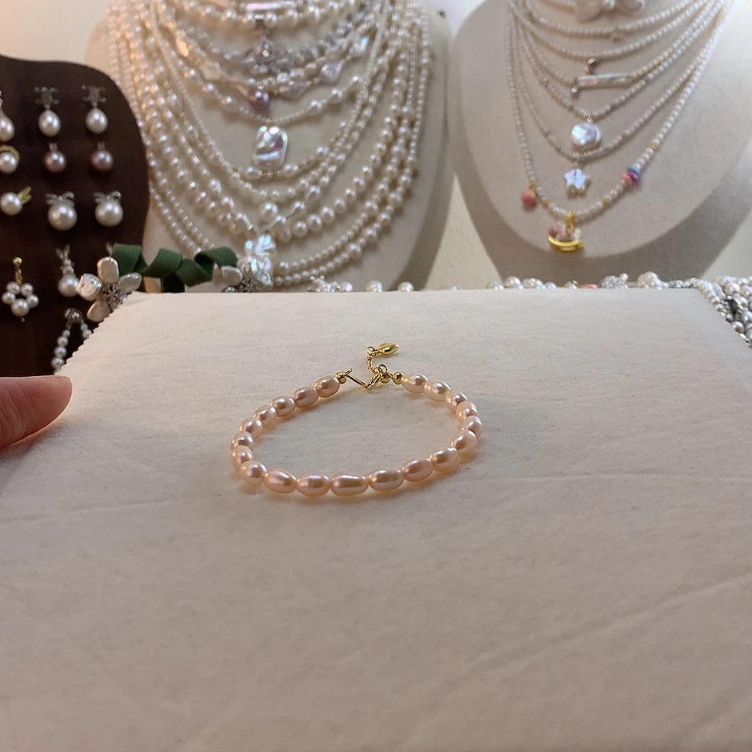 银S925镶嵌手绳淡水珍珠