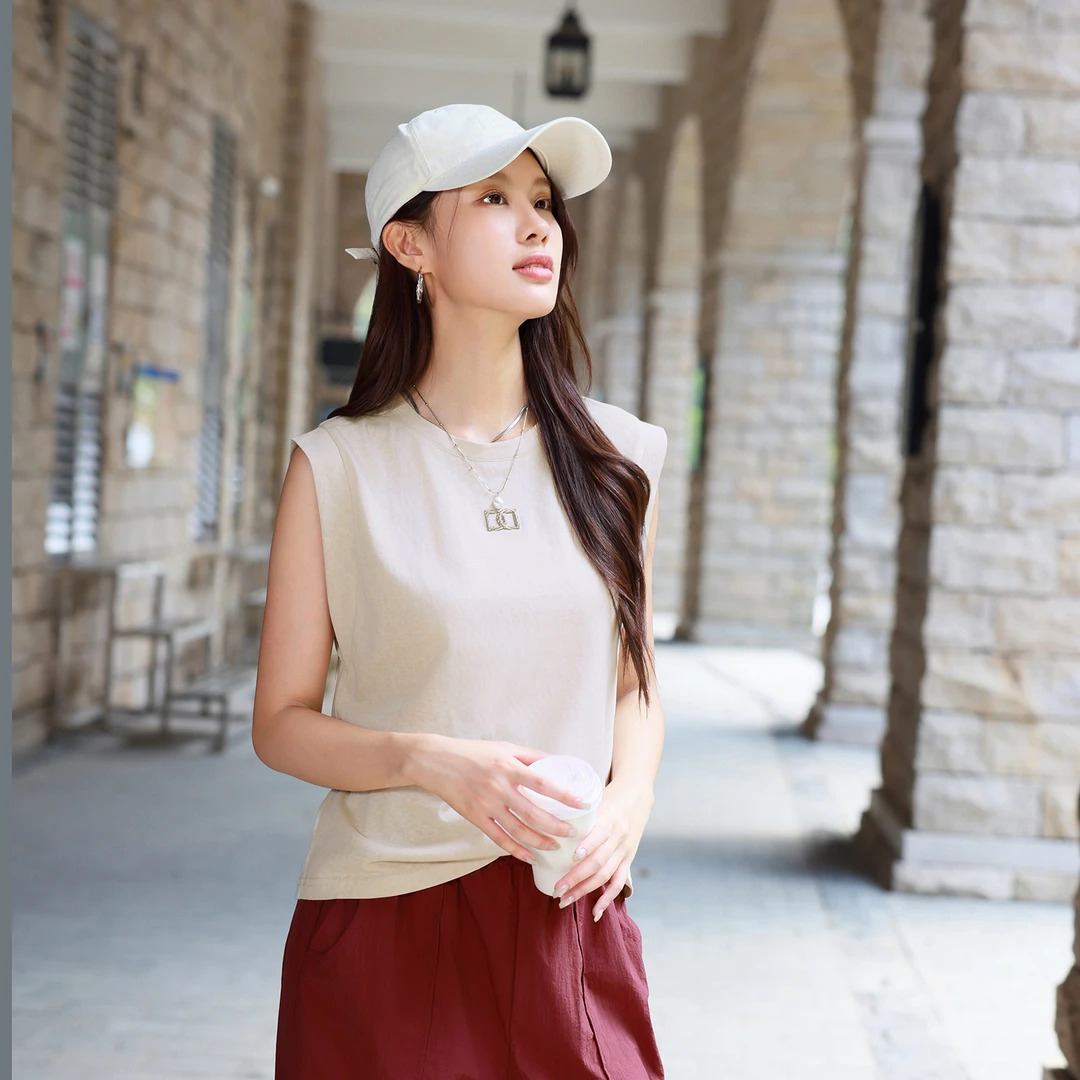 朵以2025夏季新品女显瘦百搭上衣打底衫短袖上衣40DX333100原159