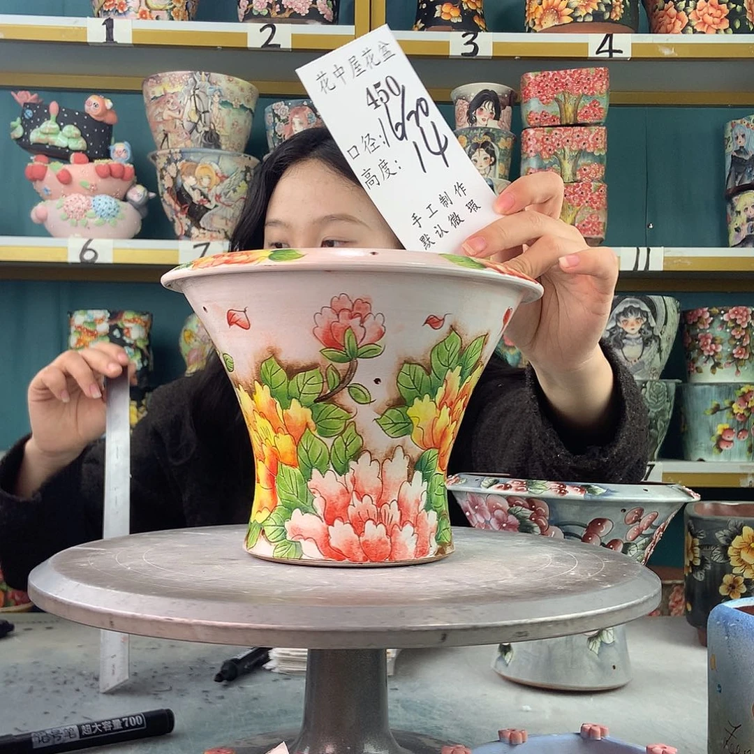 陶景德镇手工花盆450