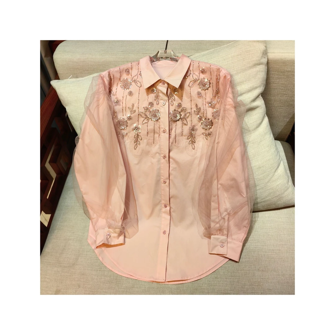 25461539【洒落星光】精致钉珠刺绣显白衬衫