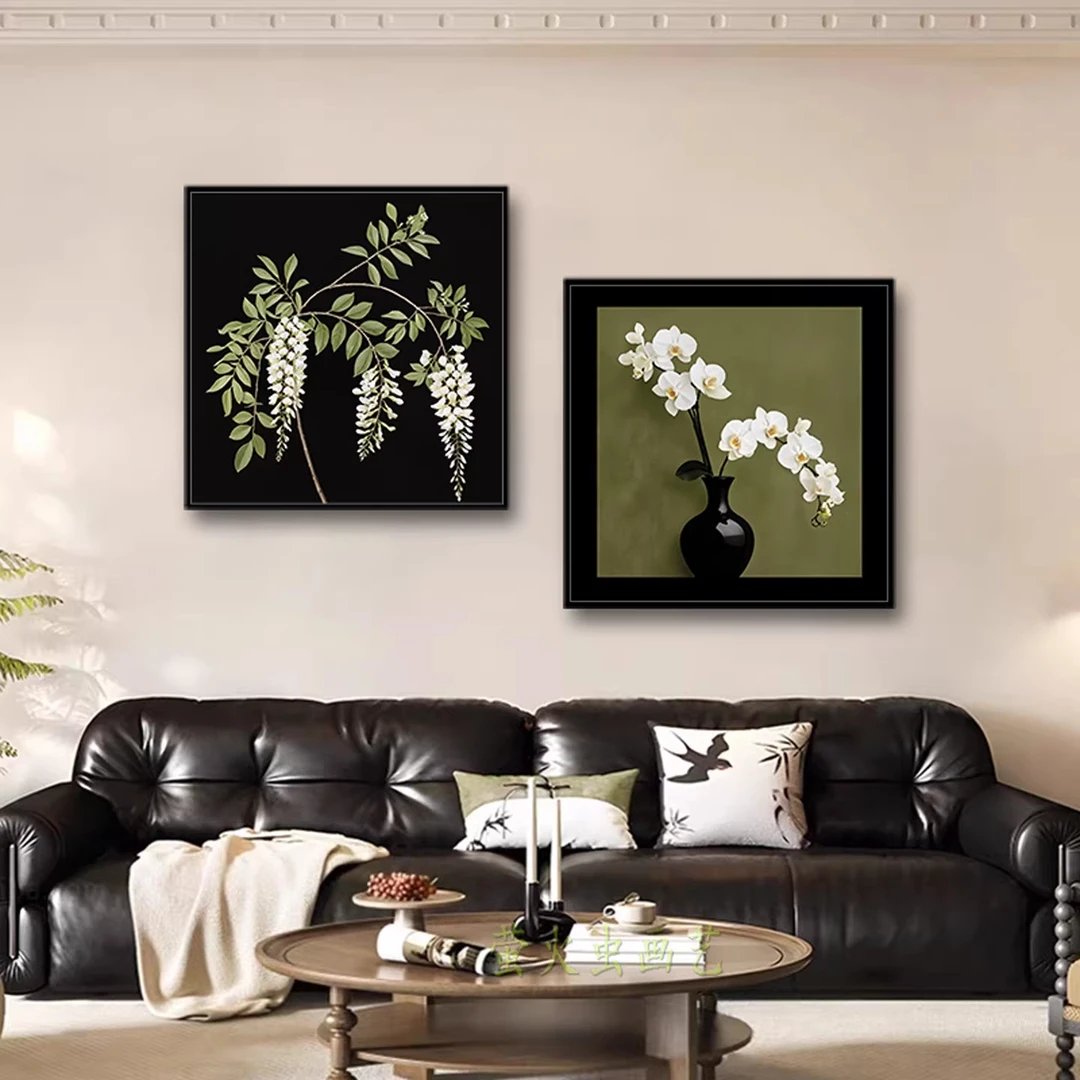 复古花卉客厅装饰画中古风沙发背景墙挂画艺术高级感卧室餐厅墙画