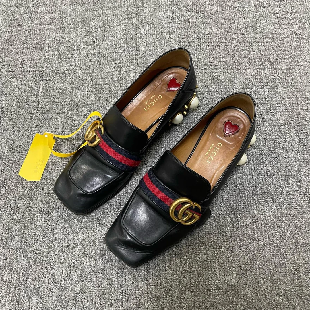95新 GUCCI/古驰 双G中跟乐福鞋  36码/7439