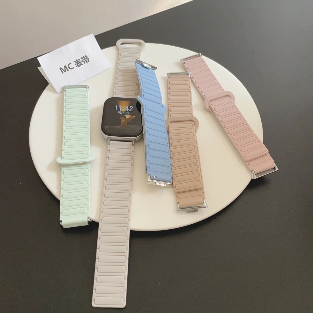 MC张婧仪同款表带适用红米watch6装甲磁吸硅胶腕带watch5小米9Pro