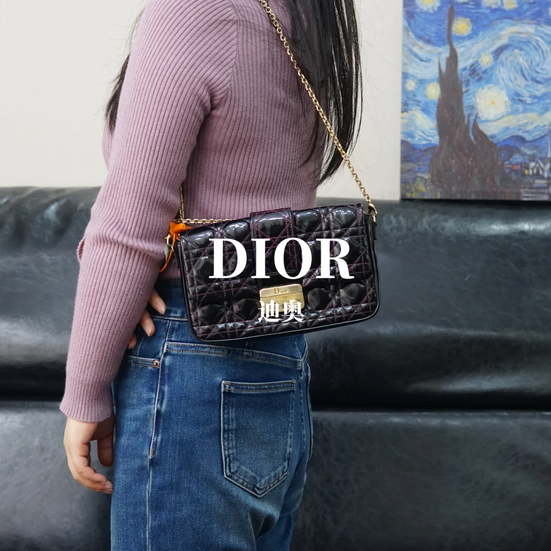 95新 DIOR/迪奥 漆皮斜挎包/WJ12520094/0094