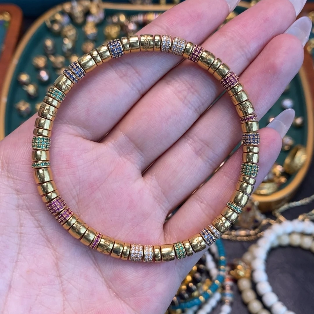 手链足金镶嵌合成（培育）蓝宝石