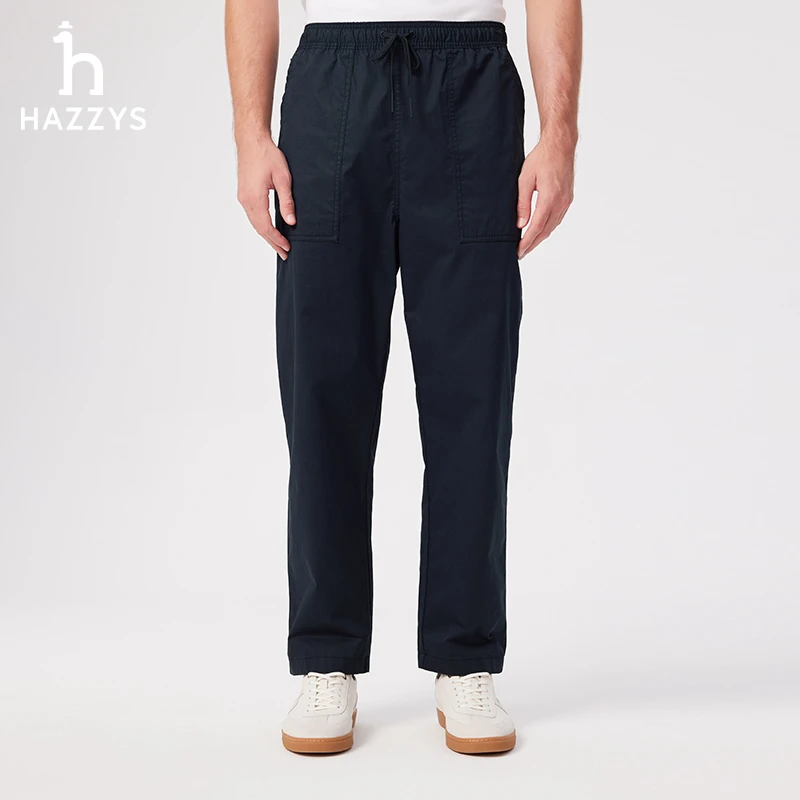 【商场同款】Hazzys哈吉斯休闲男士直筒休闲裤松紧腰宽松休闲长裤子