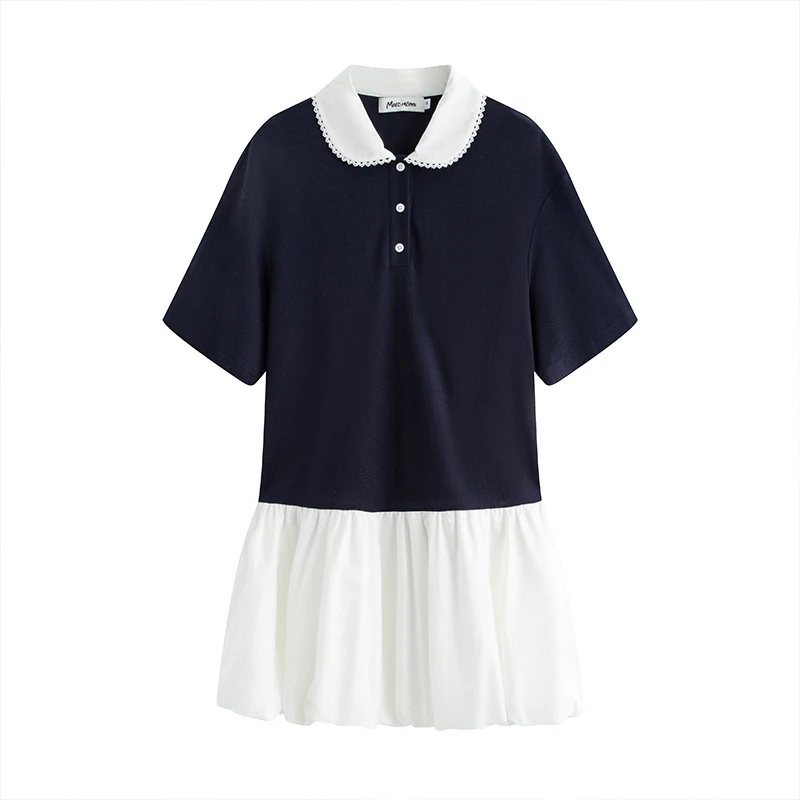 【Marc Moore】新品25春夏法式花边娃娃领设计感Polo连衣裙女