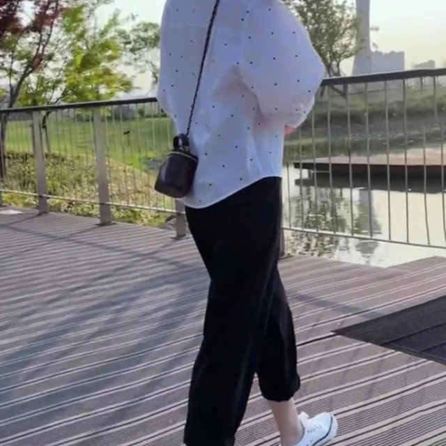 减龄宽松百搭衬衣显瘦黑色通勤裤子两件套JYSDHZ2406069 8-F51