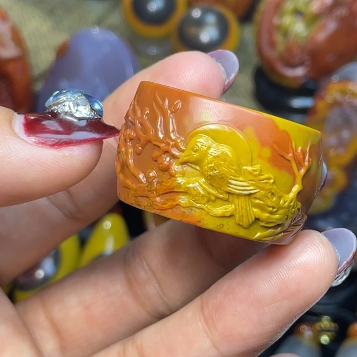 玛瑙/玉髓足银镶嵌珠宝奇石品质工艺喜上枝头1800