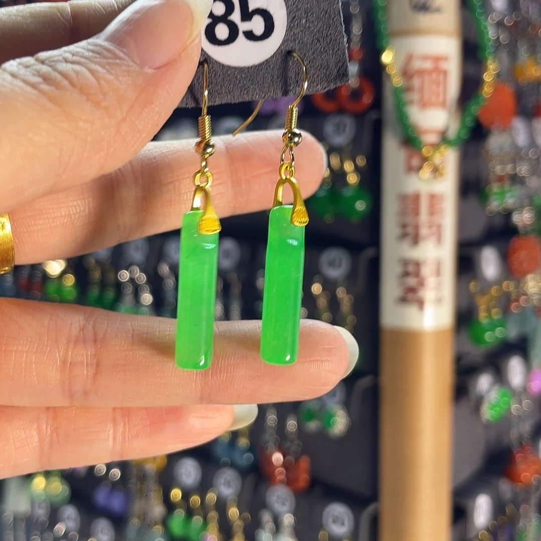 翡翠银S925镶嵌耳饰85