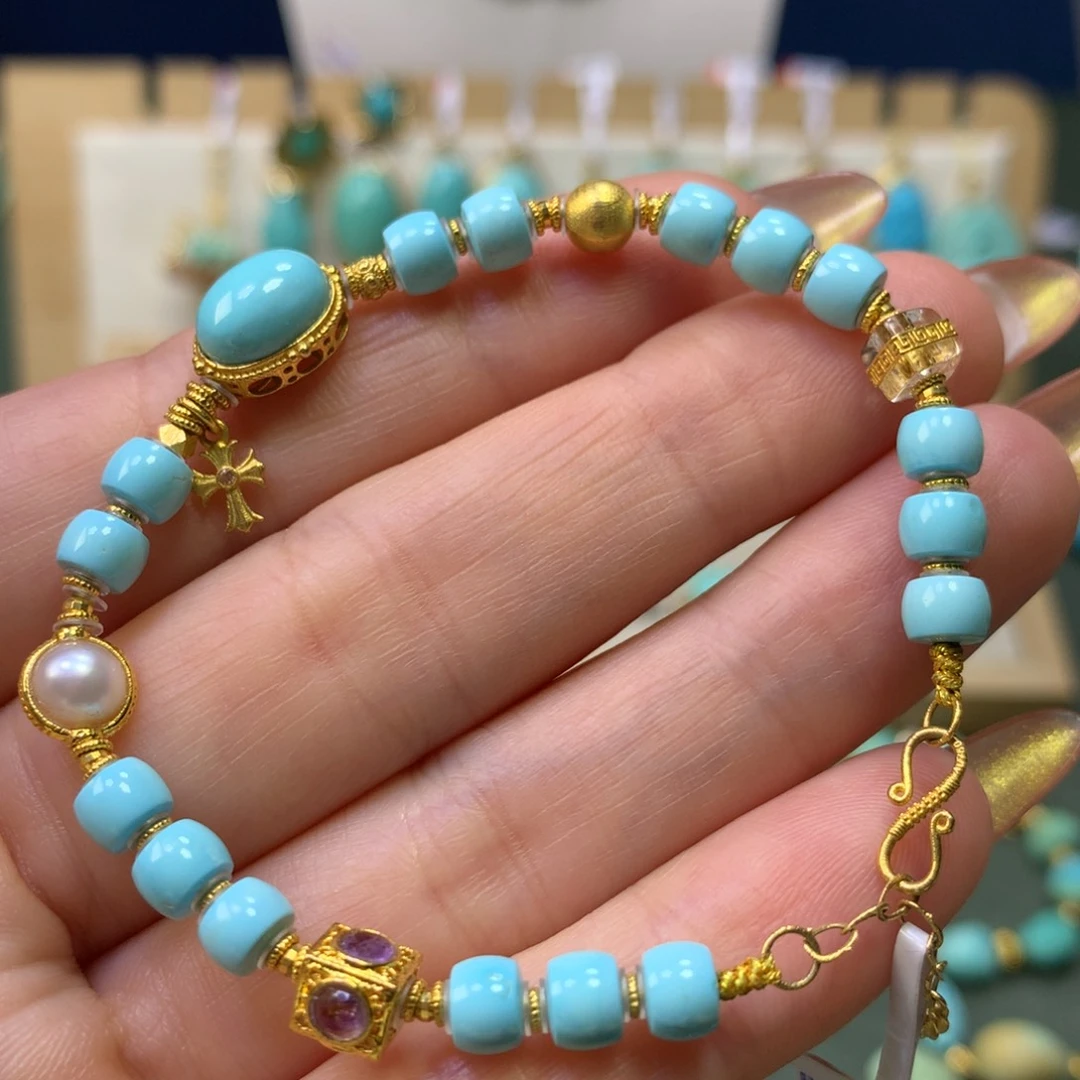 绿松石手链18K金镶嵌