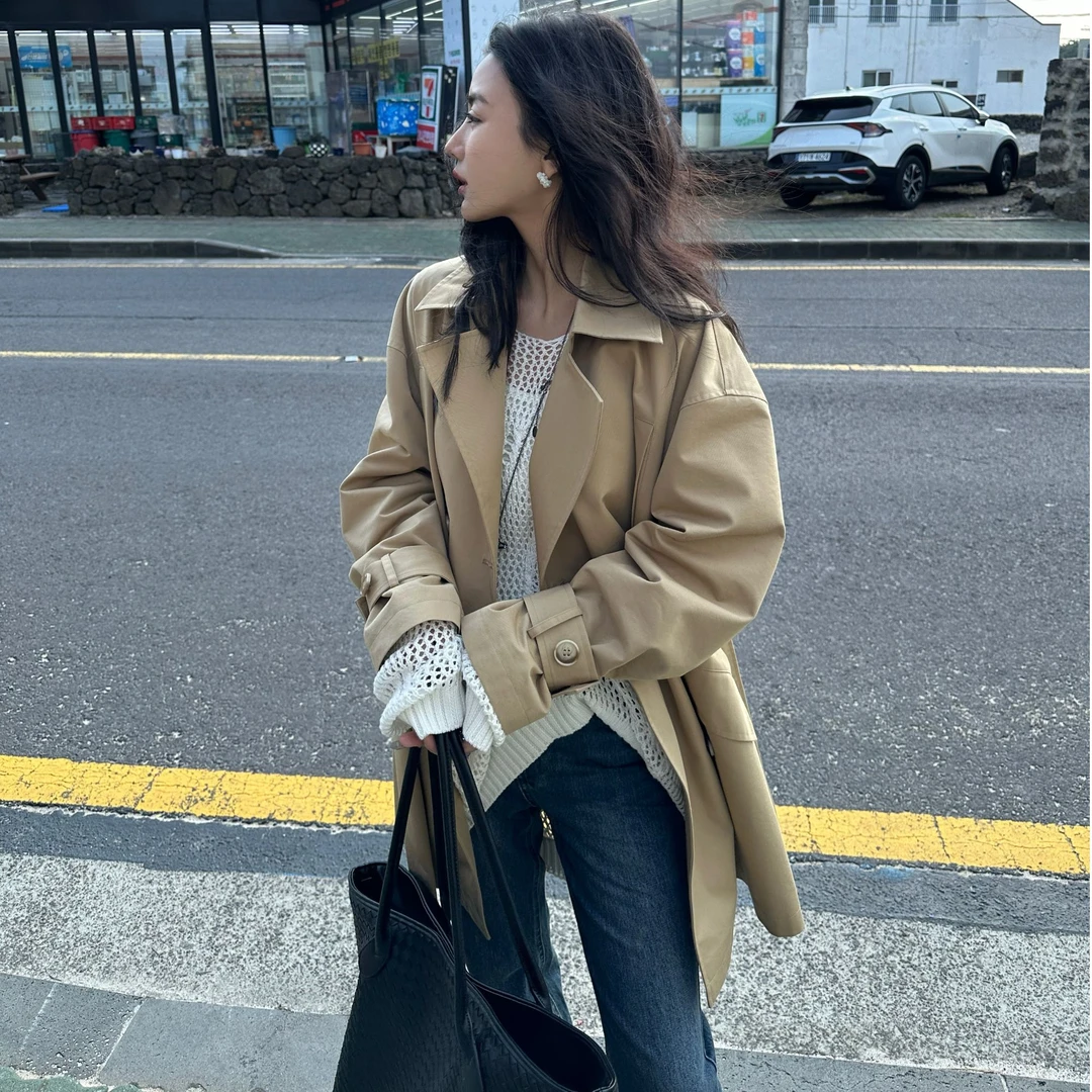 【雅宁YN】短款风衣女2025年秋季新款韩版英伦风大衣外套流质潮