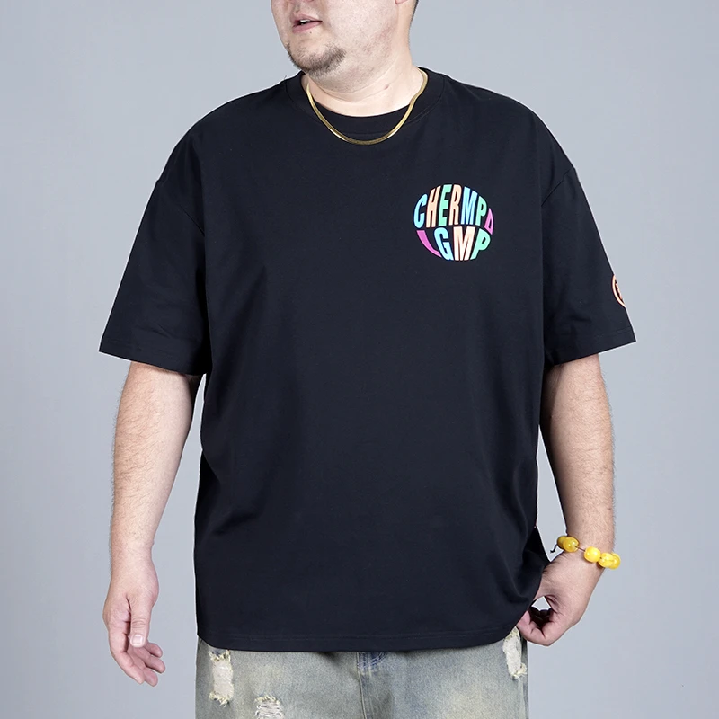 圆领大码国潮春夏大码潮流休闲男装男士T恤宽松短袖夏季短袖男t恤