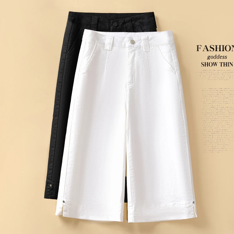 六分裤夏季薄款宽松休闲中裤七分阔腿裤2025新款高腰显瘦纯棉女裤