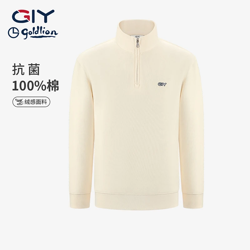 金利来GY时尚休闲立领POLO衫纯棉T长袖男女卫衣休闲运动简约情侣