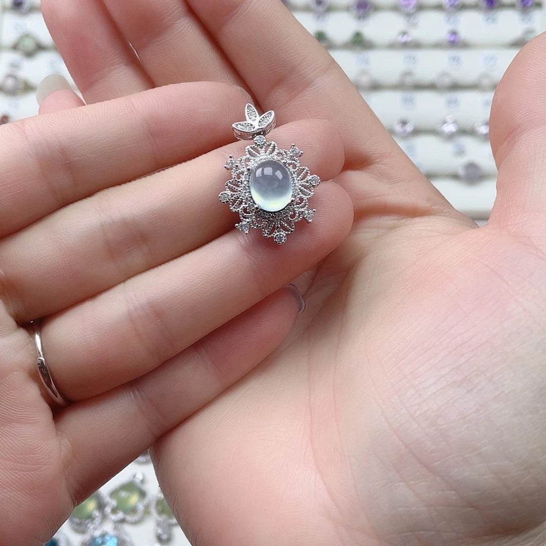 蛇纹石玉银S925镶嵌颈饰