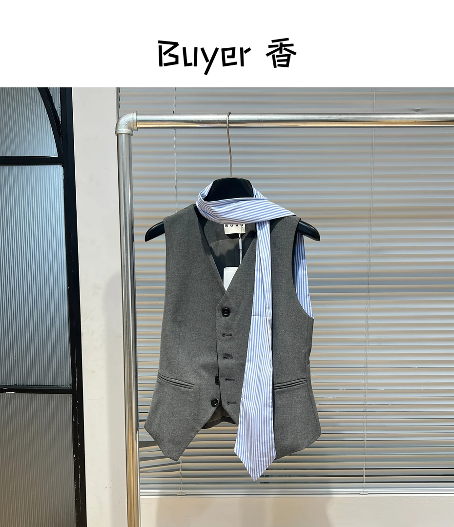 【Buyer 香】25051春夏新款条纹领带收身西装马甲