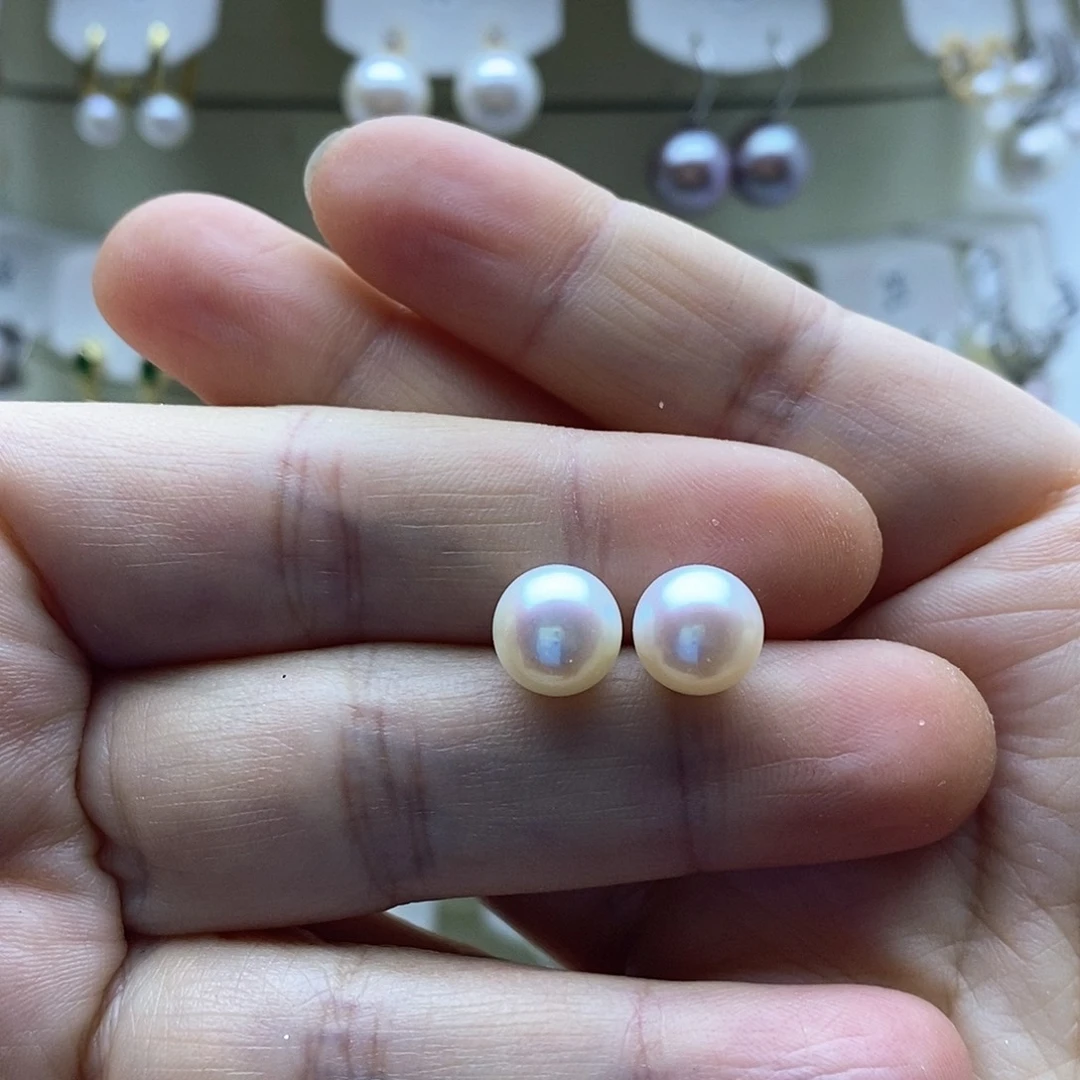 淡水珍珠耳饰银S925镶嵌