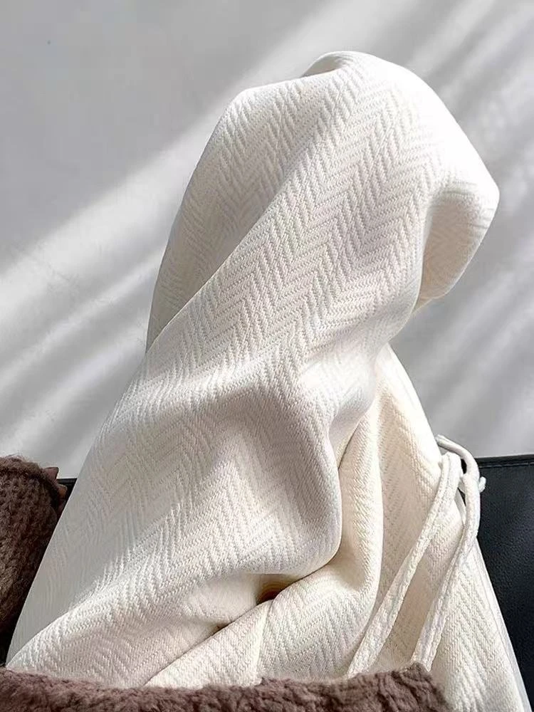 胖妹妹大码咖色阔腿裤女秋冬款加绒加厚人字纹羊羔绒保暖直筒裤子