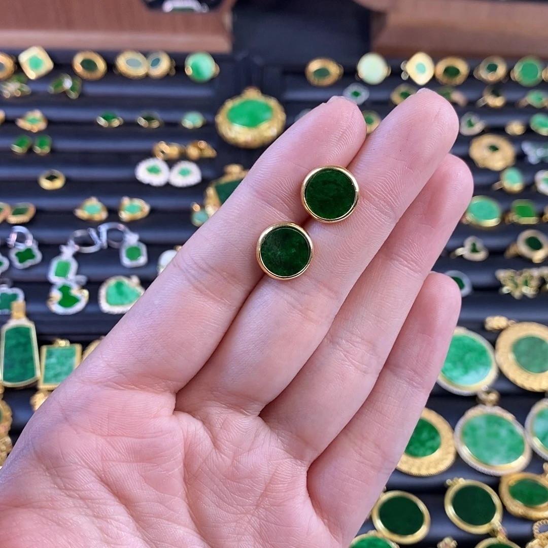 *****翡翠未镶嵌耳饰缅甸翡翠耳饰