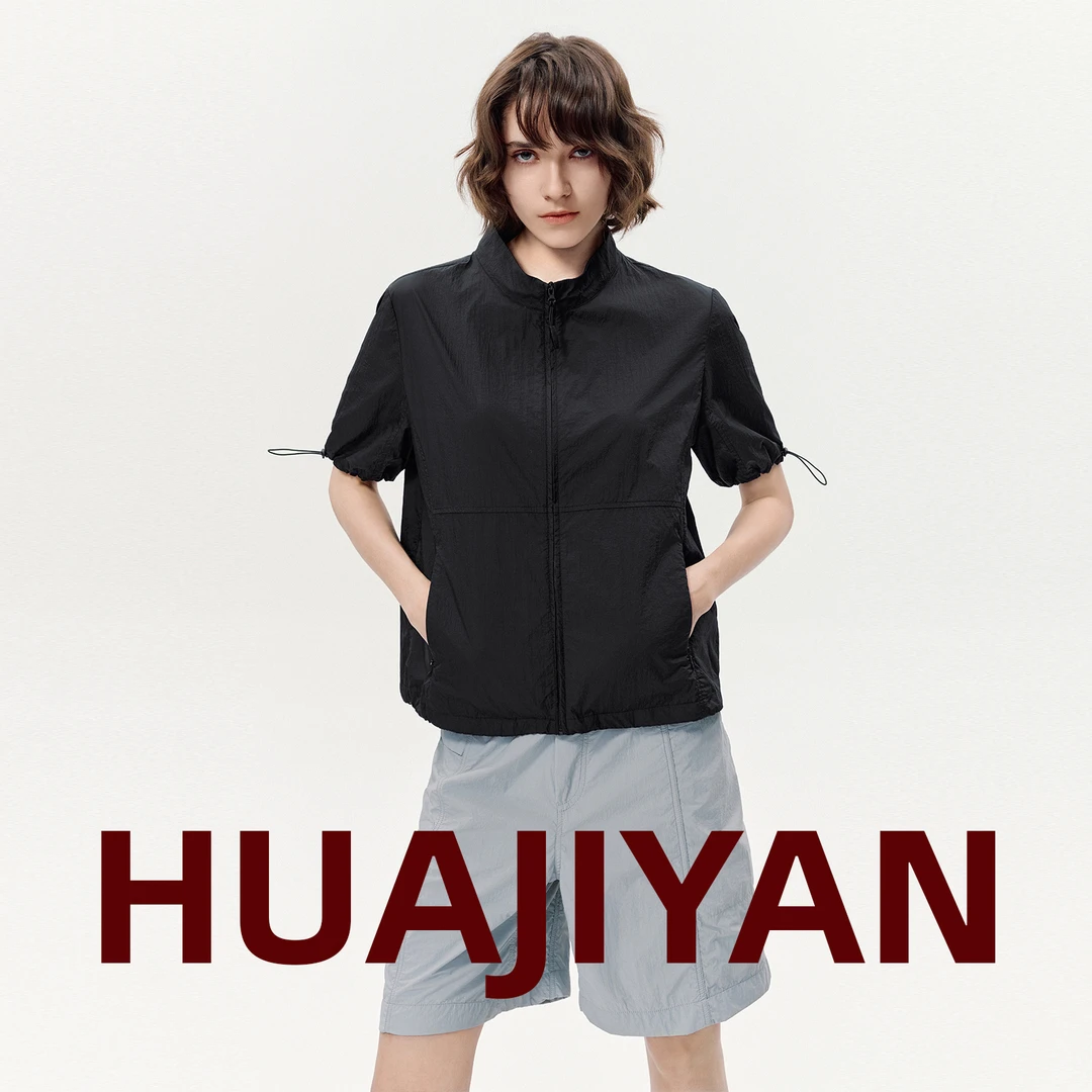 华吉言/HUAJIYAN【夜影】定制原纱防晒速干面料宽松正肩短袖