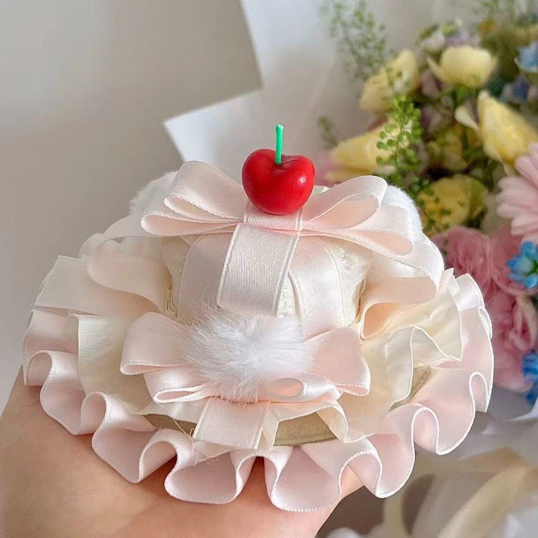 儿童生日发卡道具樱桃可点燃生日帽发夹帽子小礼帽生日礼物手工