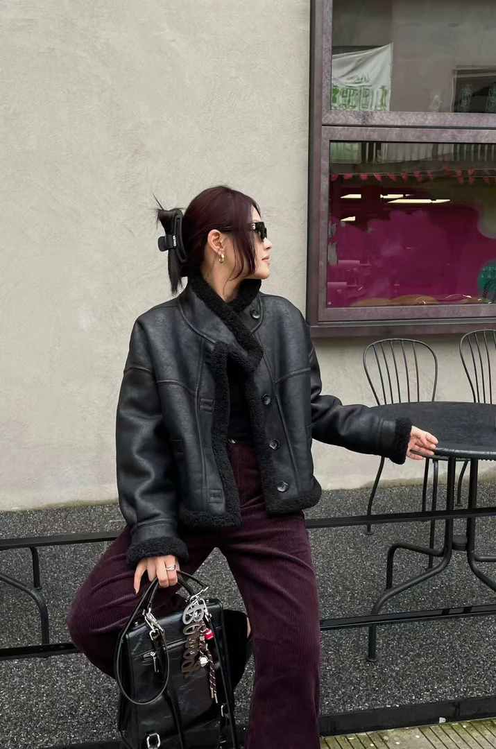 【代莹优选】8358美拉德机车加厚外套