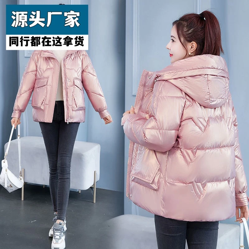 梵乐芬亮面羽绒韩版棉服短款新款免洗宽松加厚连帽棉衣冬季面包外