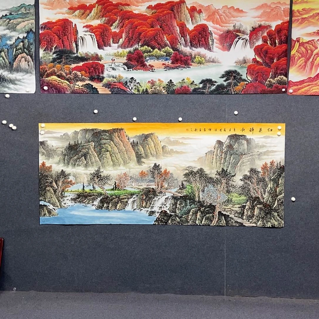 国画小八尺山水一副