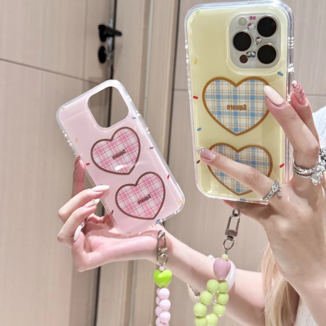 诚星泽爱心格子挂件适用苹果16PROMAX手机壳华为oppo小米vivo新款
