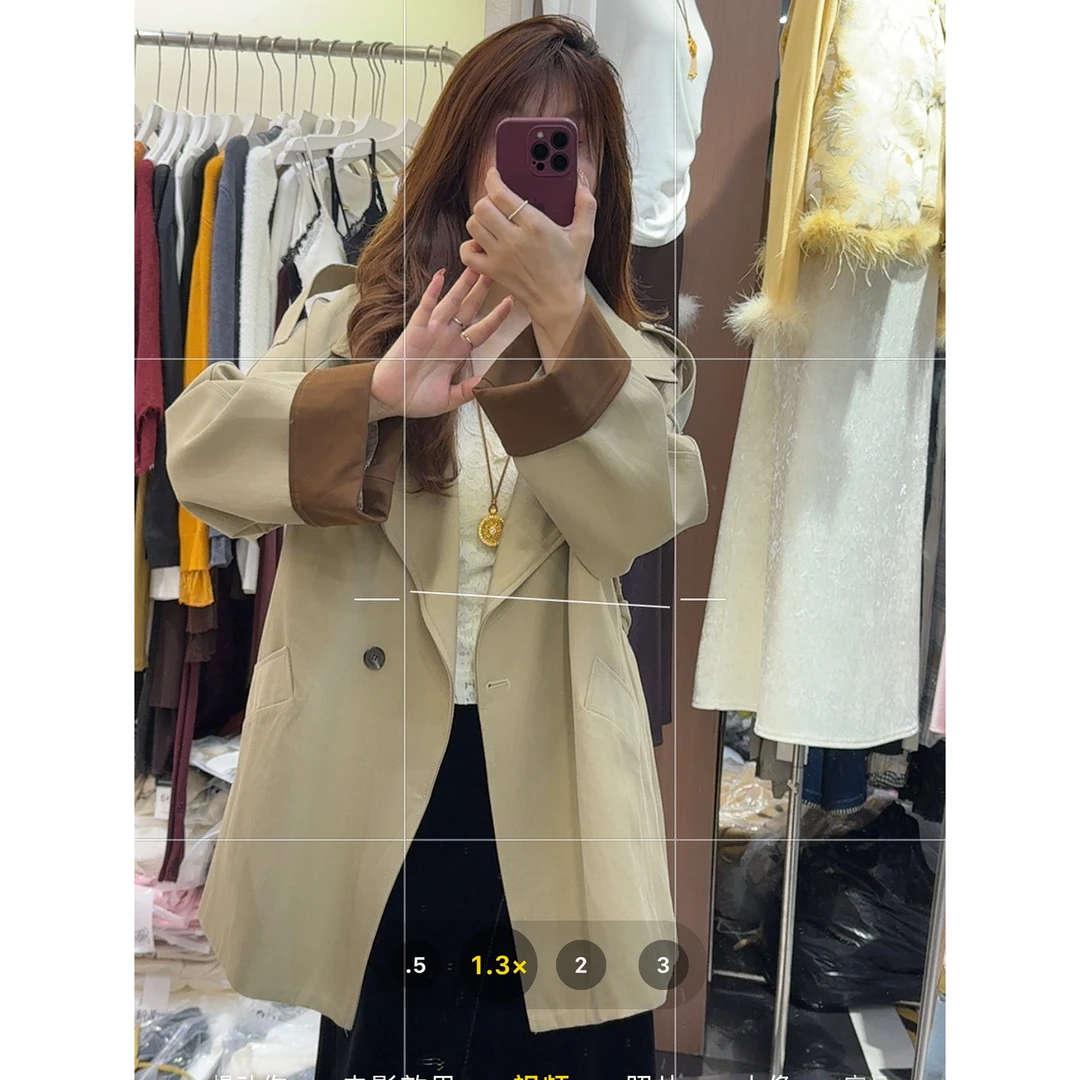 NS「乘风而来」ins英伦风气质系带收腰显瘦中长款风衣外套