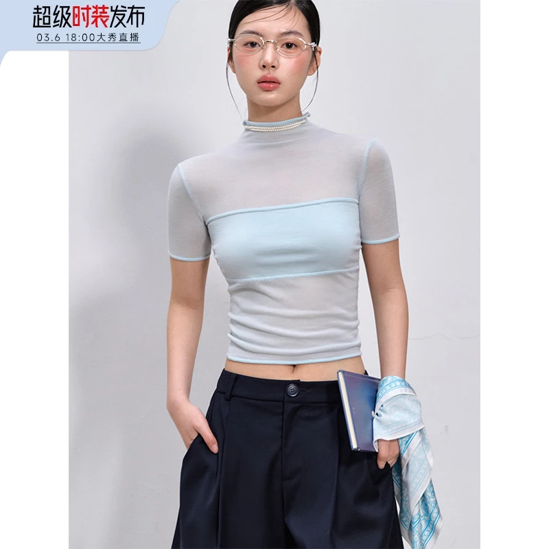 【定时开售7号】LLDC 超级时装发布 莱赛尔拼接设计高领短袖T恤