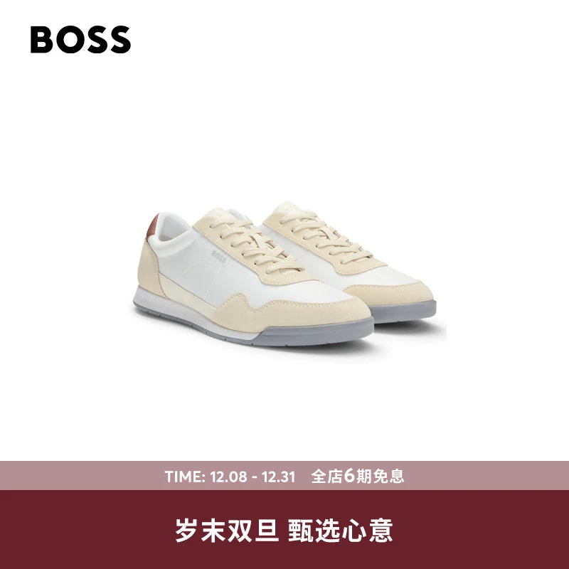 BOSS博斯男士混合材质复古拼色系带百搭运动鞋50536524