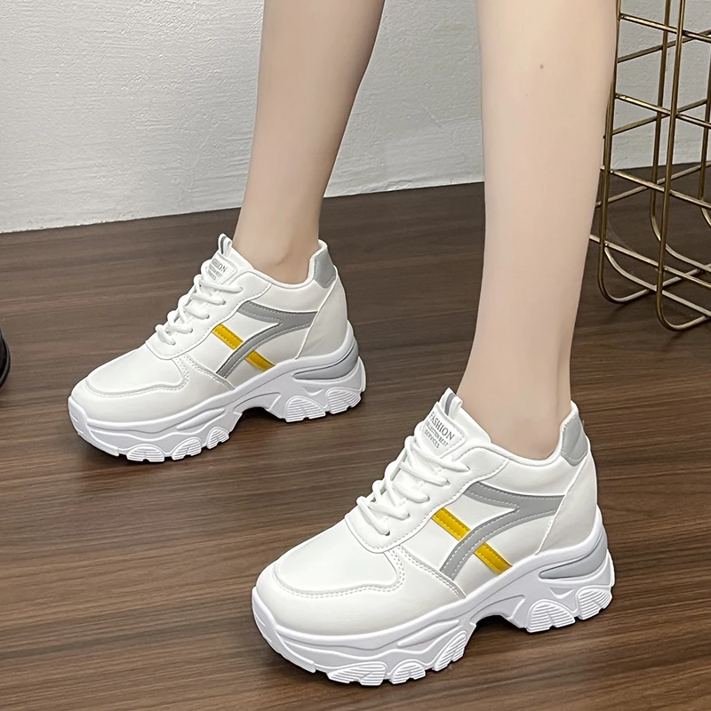 大码老爹鞋女2025秋冬季新款皮面百搭休闲厚底内增高小个子休闲鞋