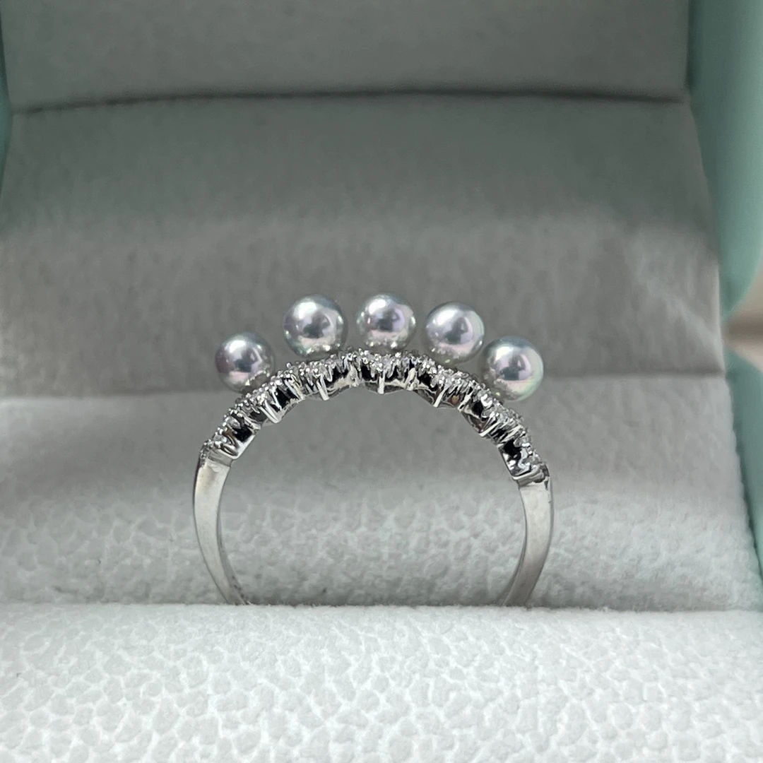 天然海水真多麻珍珠戒指3-4mm时髦设计