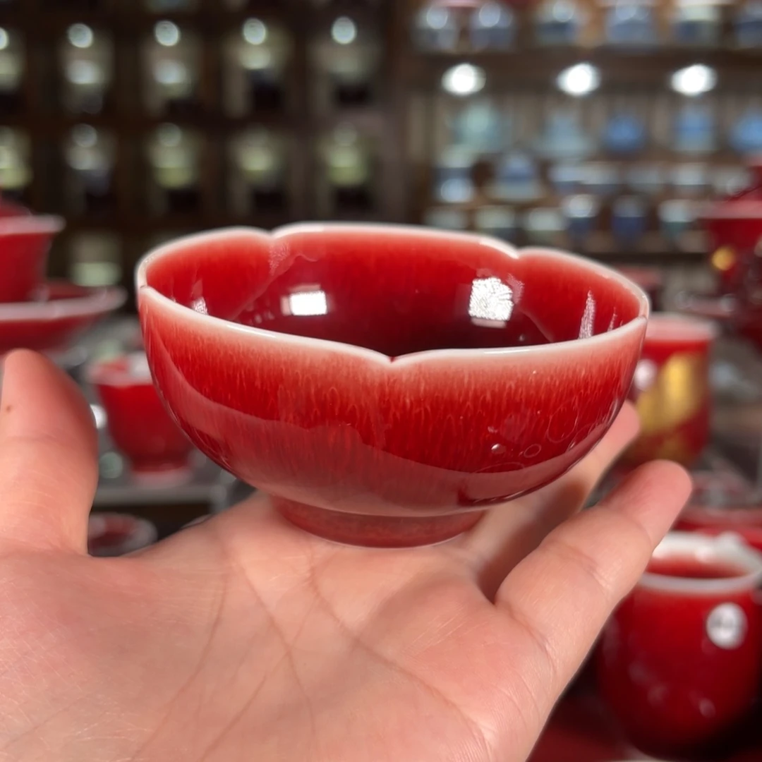 杯子景德镇原矿朗红杯