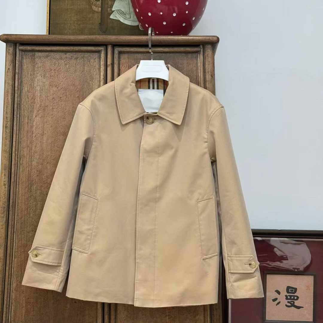 MYL2025春季新品纯棉卡其色风衣翻领长袖休闲宽松单排扣外套