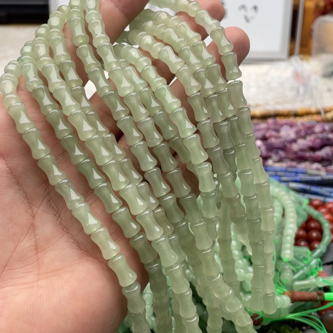 玛瑙/玉髓合金珠宝半成品一条装6*10mm东陵玉竹节