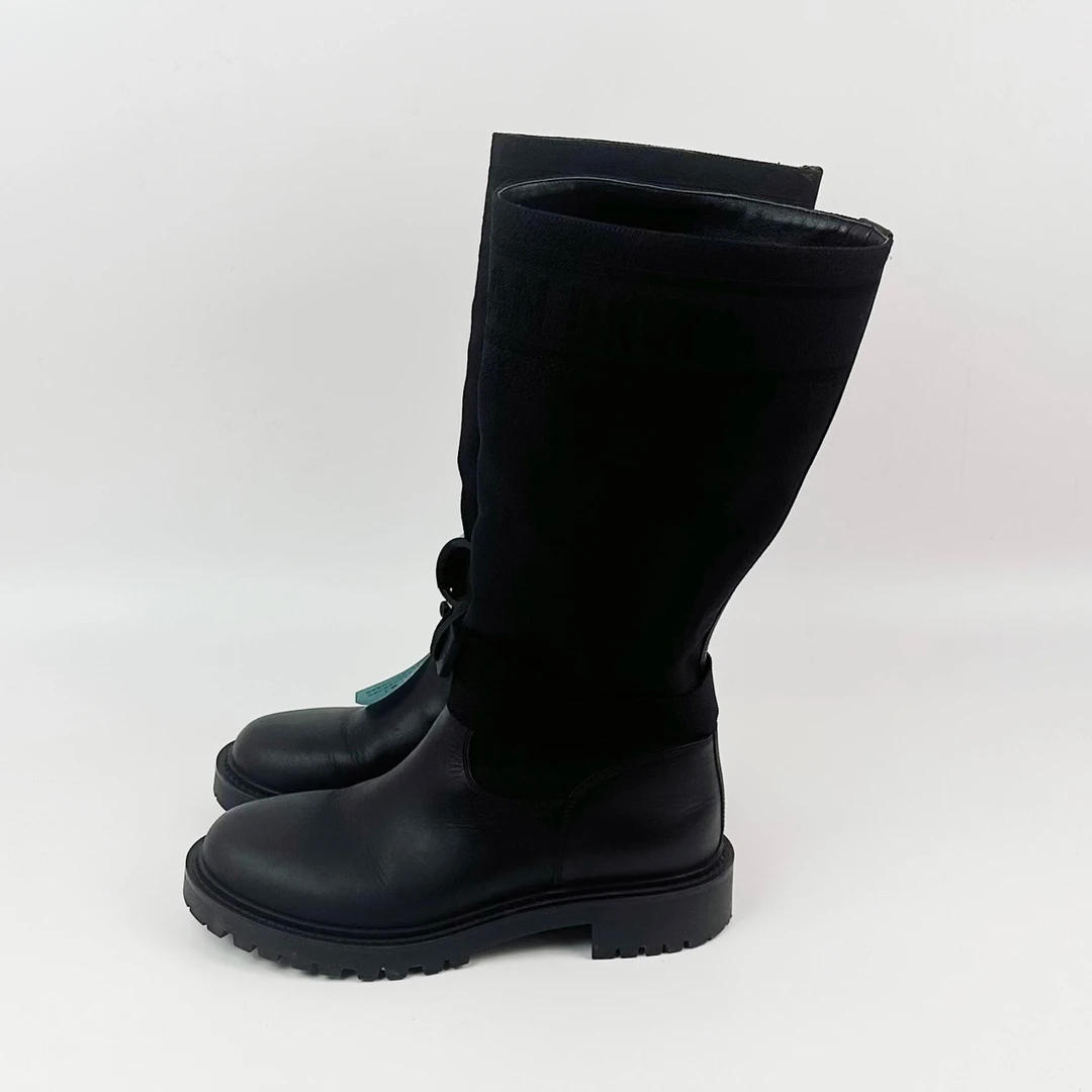 95新 DIOR/迪奥 37.5码 黑色暗印logo靴 lm1322