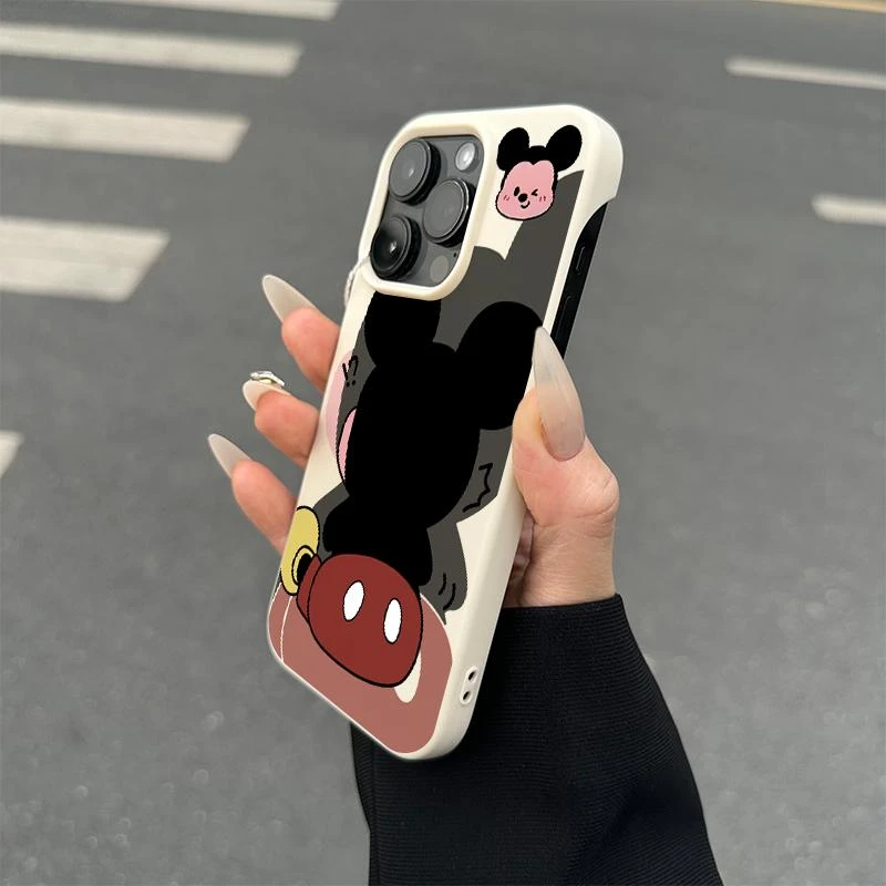 背对重影米奇适用iPhone15/14promax半包手机壳苹果13/12套16/11