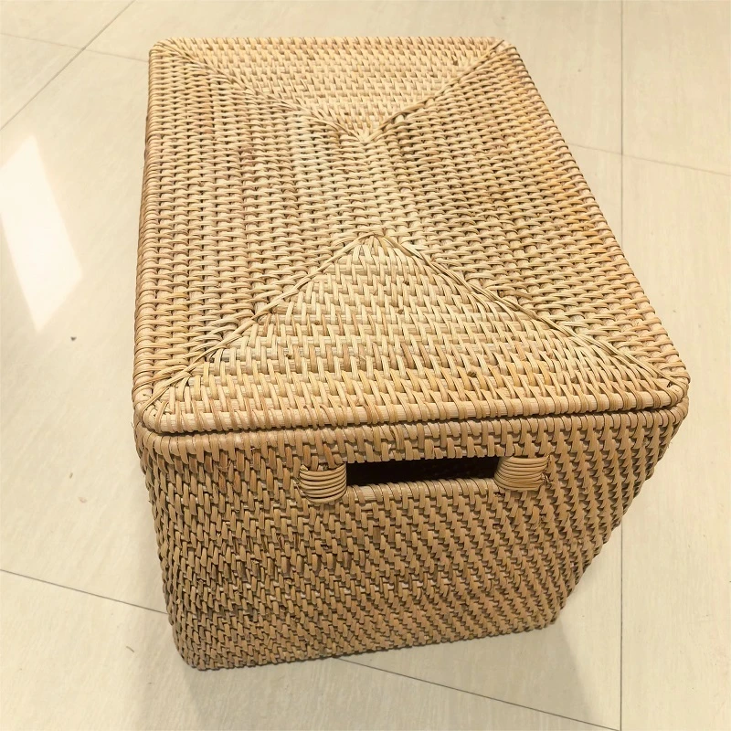 植物真藤纯手工编织藤编衣物收纳筐40*30*28cm脏衣收纳