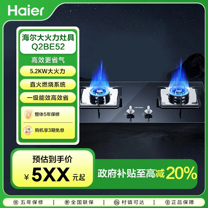 【国补专属】燃气灶家用双灶5.2kw高热效台嵌两用Q2BE52(12T)