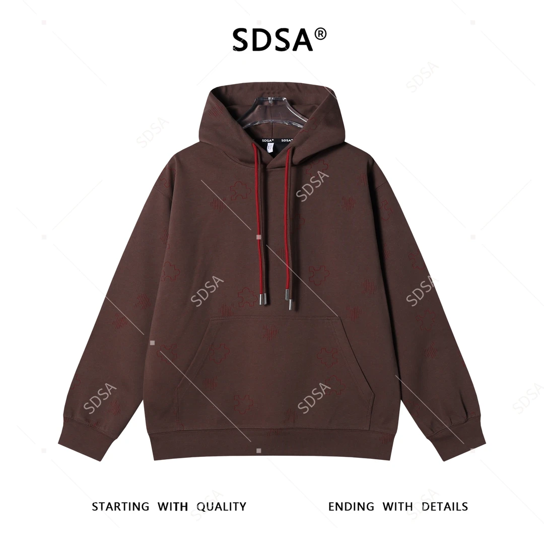 SDSA男士秋冬新款痞帅男装简约割破拼图连帽卫衣百搭时尚美式复古