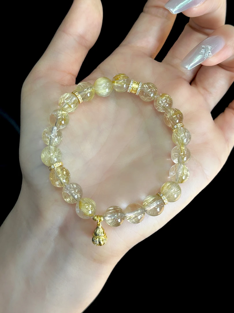 【财来】预售天然8mm金发晶手串