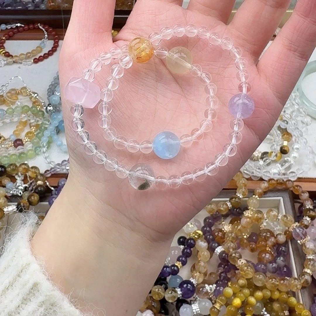 烟晶手链银S925镶嵌好