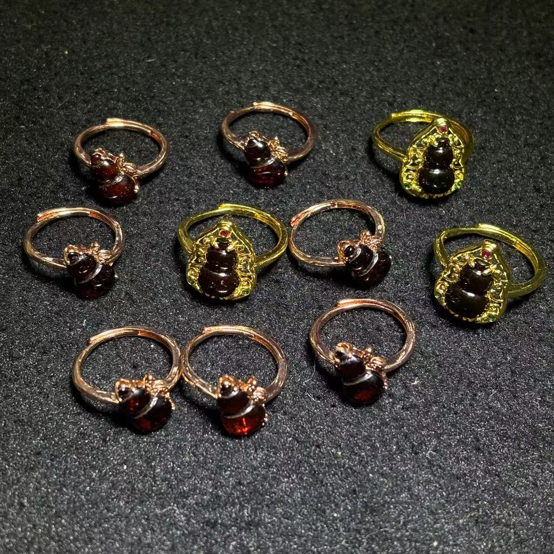 MT2508【福嘟嘟】血翳珀琥珀葫芦戒指-活口-送礼佳品-多样性发一件