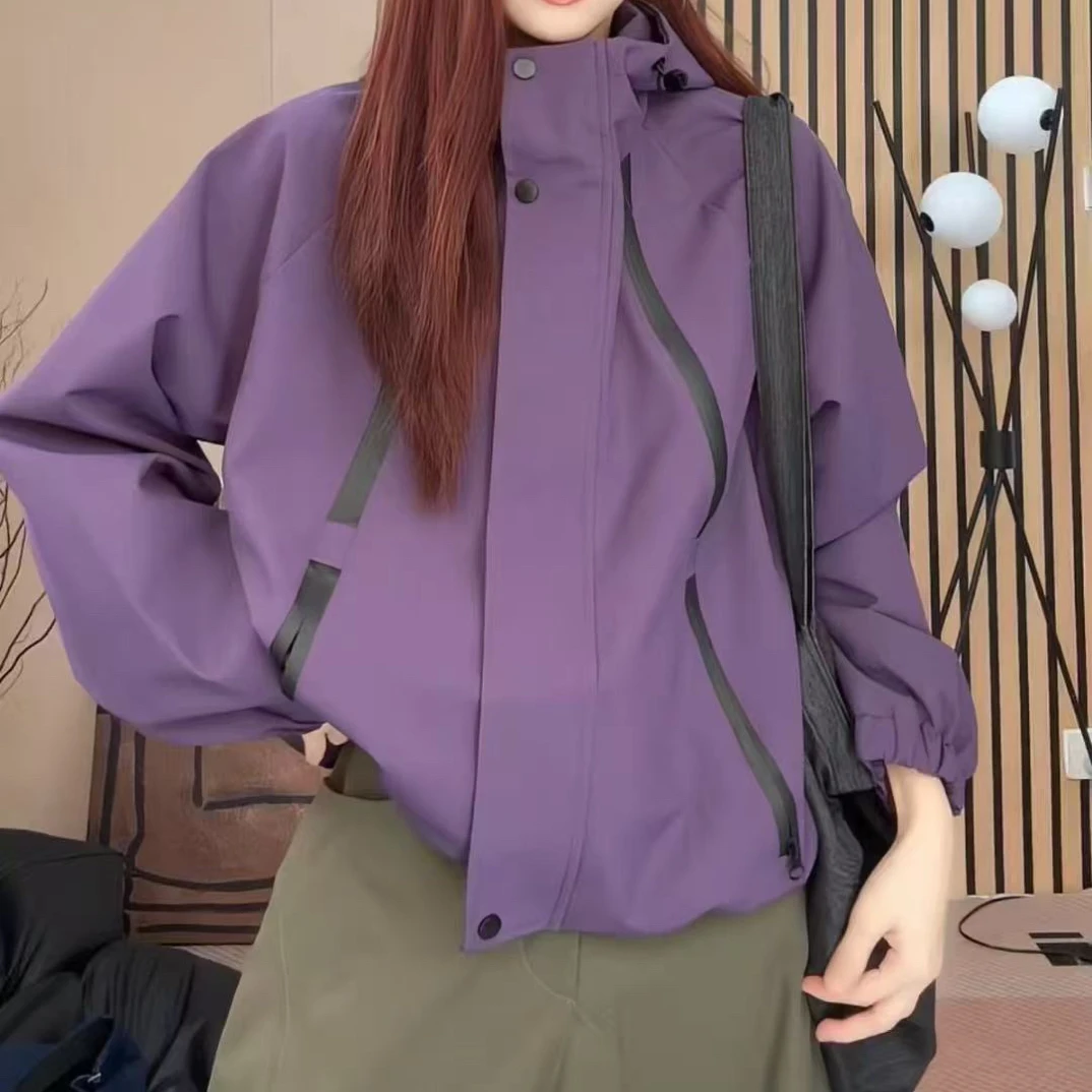 DD-5316连帽长袖户外系列短款冲锋衣外套