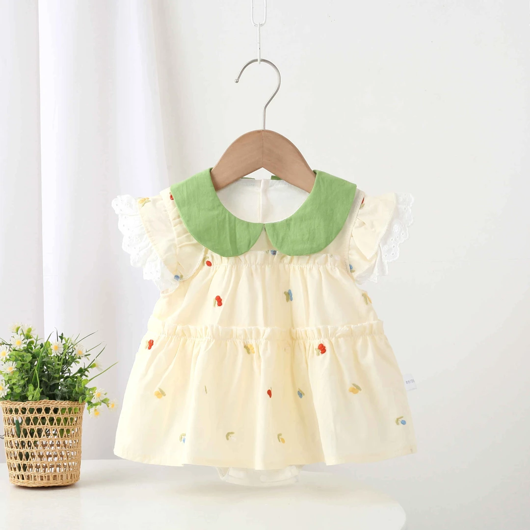 戴维贝啦【断码】女宝宝夏季新品包屁衣裙婴幼儿连体衣百天清新周岁