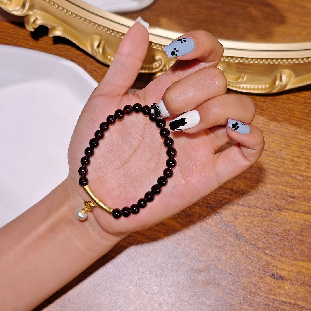 【紫萱】天然紫牙乌石榴石手串 散珠diy 多样性发一