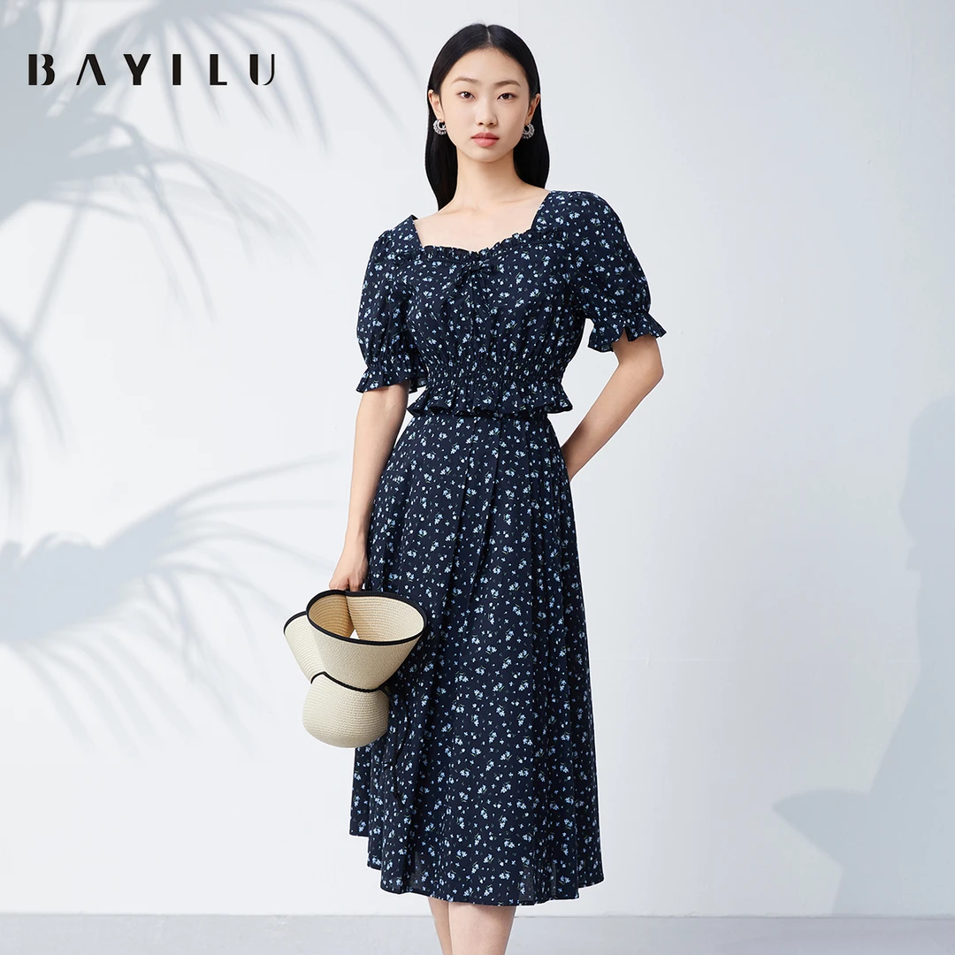 【田心】芭依璐夏季时尚套装女碎花短款半身裙两件套90TZ011